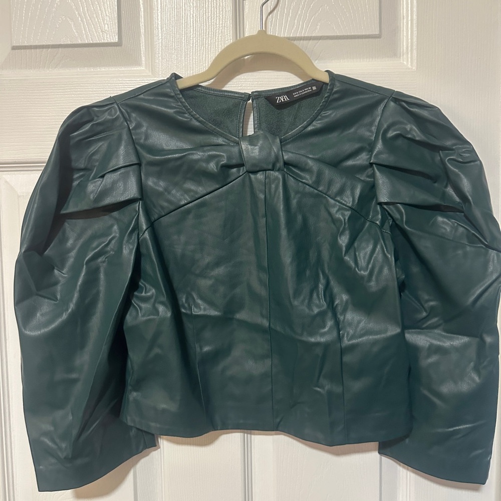 Zara Women's Dark Green Leather Top